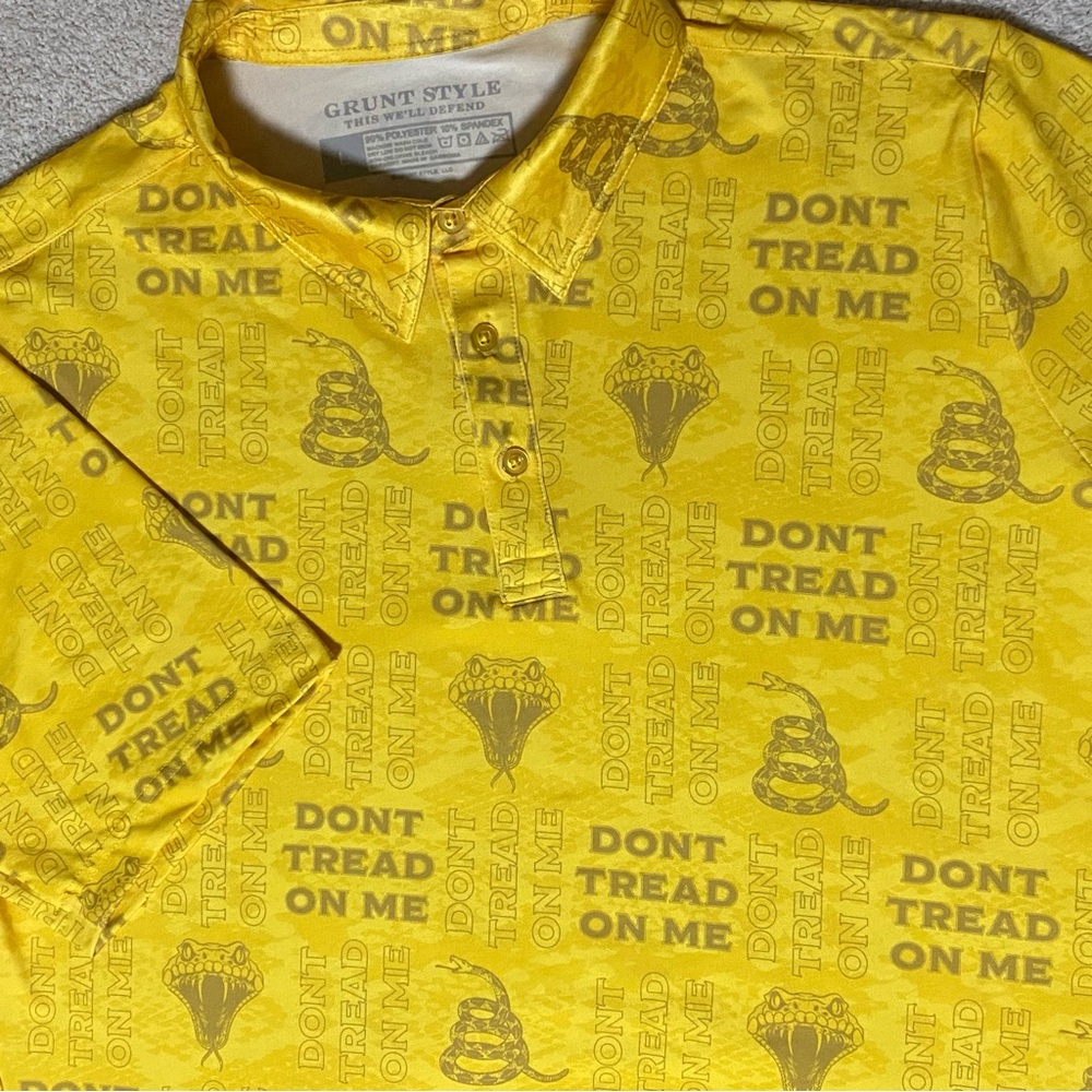 Grunt Style Cobra Don’t Tread On Me Shirt | SS Pullover Crewneck Polo | Yellow L